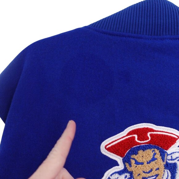 NWOT Starter NFL New England Patriot Bomber Jacket Sz M Blue Quilted Wool Blend - Picture 8 of 14